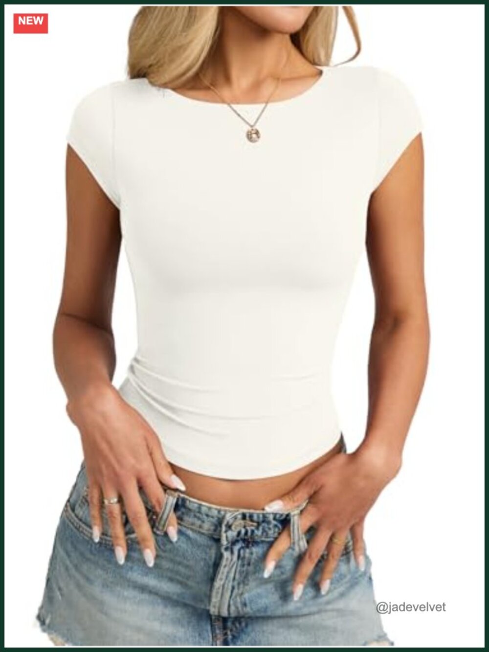 Women's Double Lined Boat Neck Cap Sleeve Y2K T-Shirt